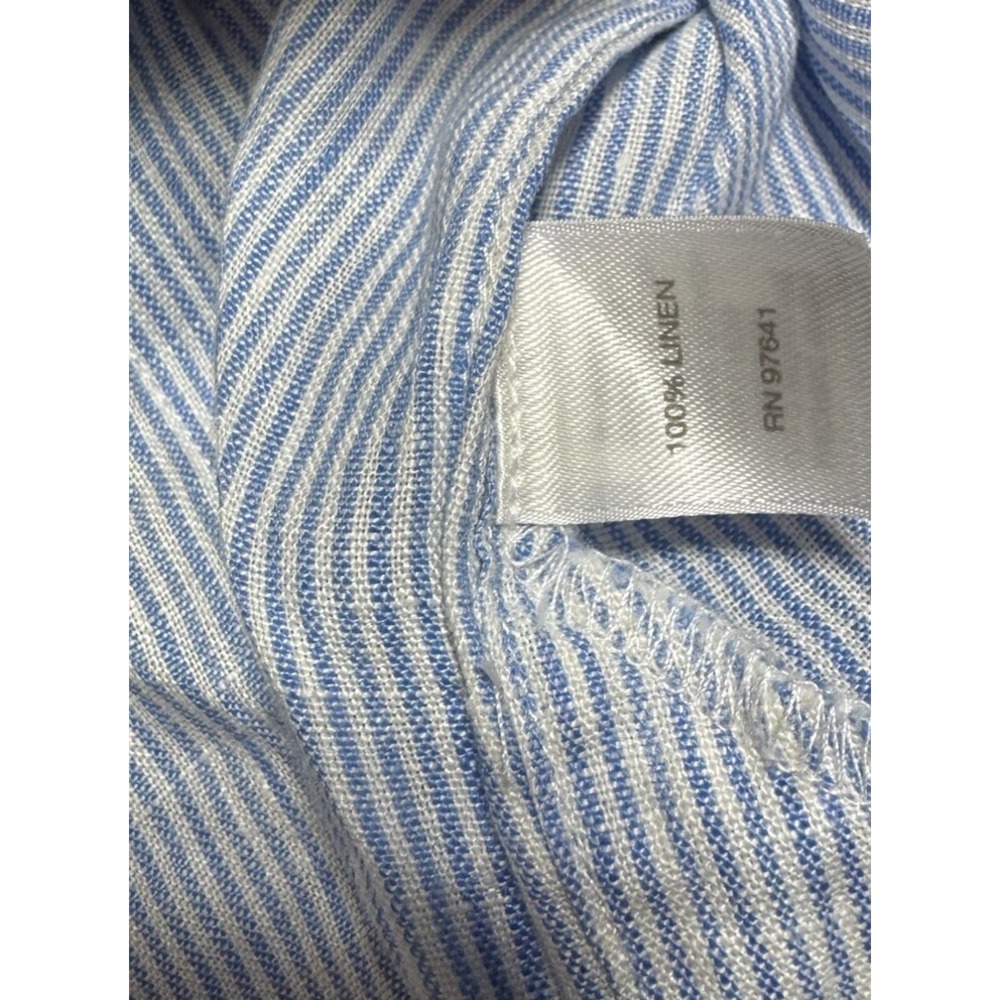 J.Jill Love Linen Blue White Striped Tunic Lagenlook Button Front Large - Picture 7 of 9